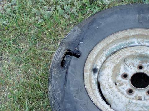punctured tire