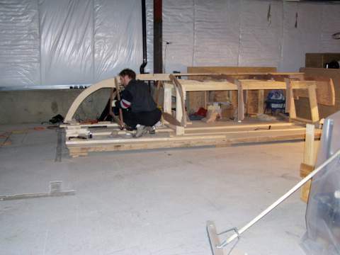 Installing the forward frame.