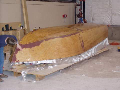 Fiberglassing - bow view